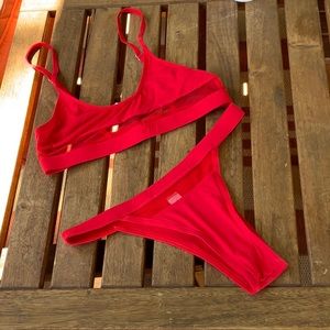 Bikini, red, with mesh details, great for Fourth of July!